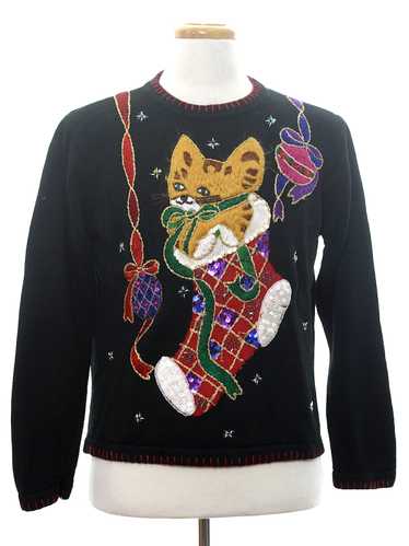BP Design Womens Cat-Tastic Ugly Christmas Sweater - image 1
