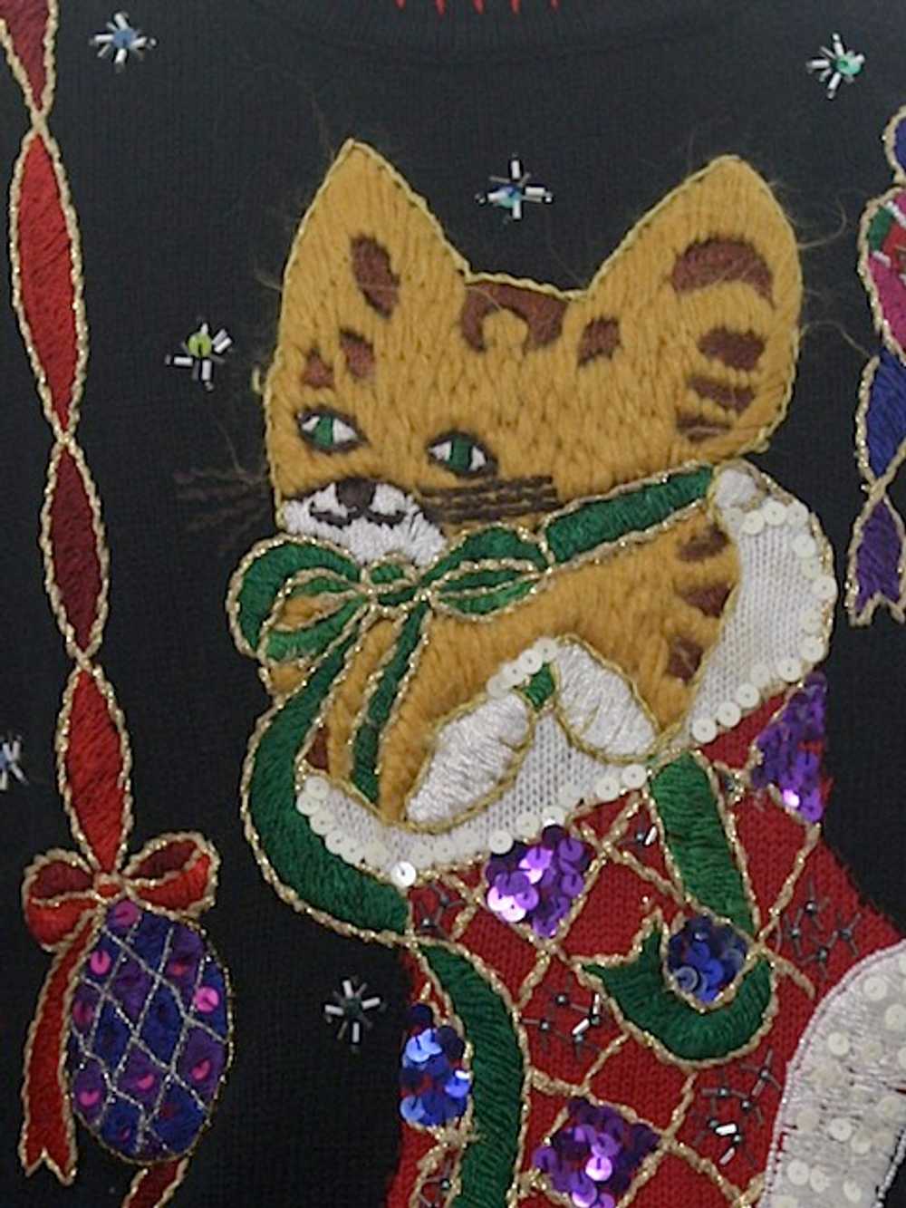 BP Design Womens Cat-Tastic Ugly Christmas Sweater - image 2