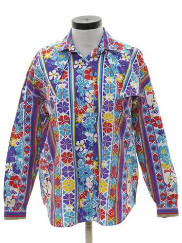 1990's Side Saddle Womens Western Print Shirt