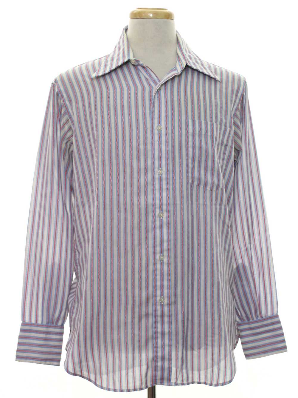 1970's Hathaway Mens Striped Shirt - Gem