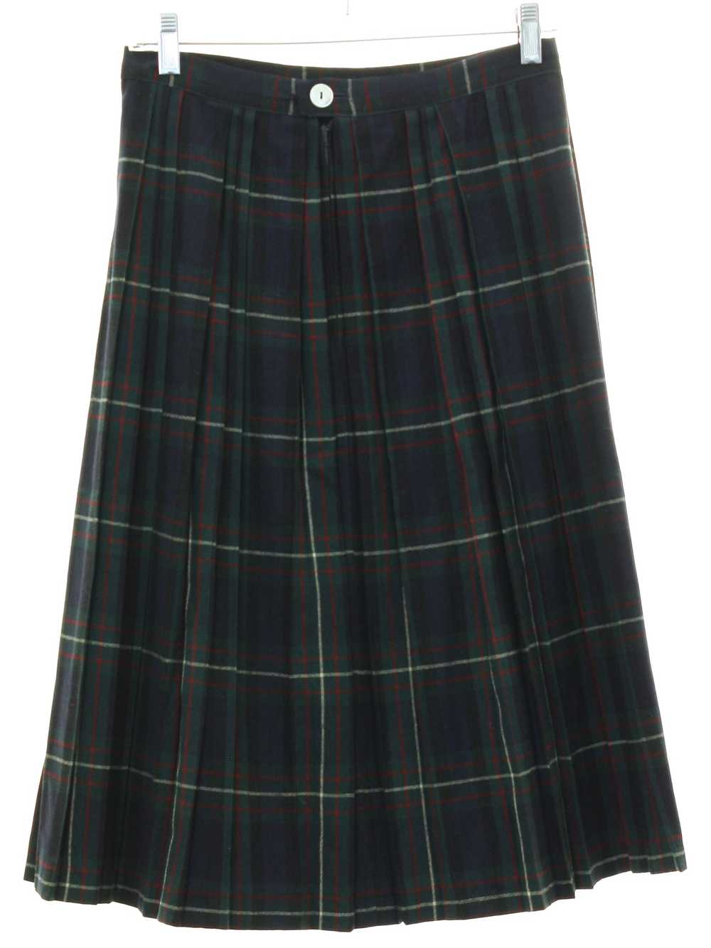 1960's Miss Pat Pleated Plaid Wool Skirt - Gem