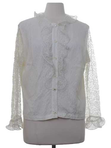 1960's Womens Ruffled Front Secretary Shirt - image 1