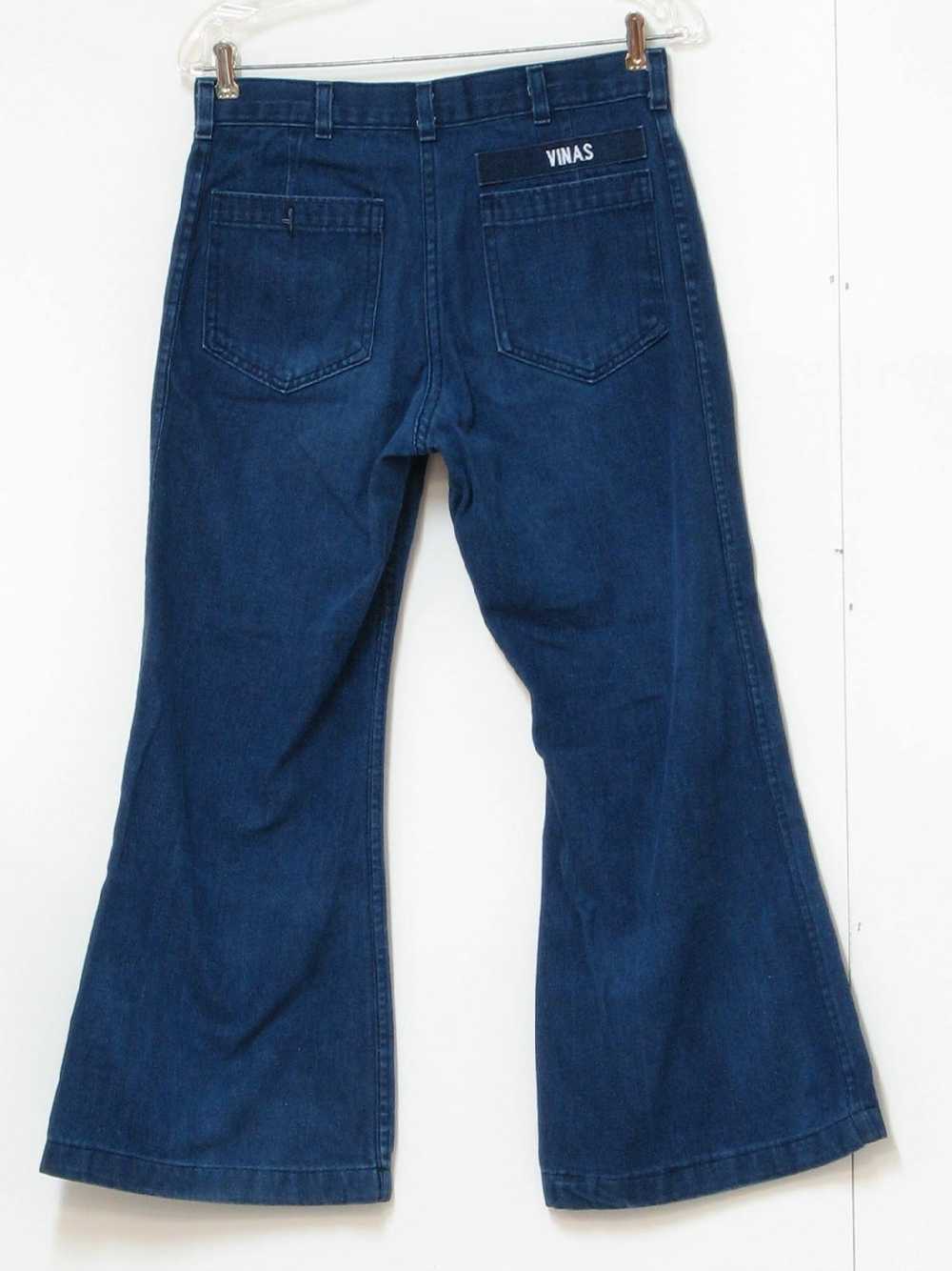 1970's Navdungaree Mens Denim Bellbottom Jeans pa… - image 3