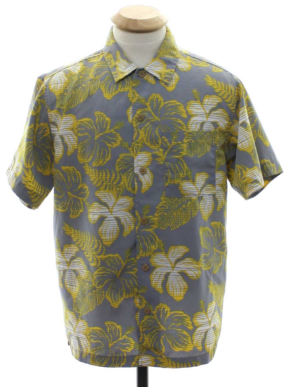 1980's Side Out Mens Hawaiian Style Print Sport S… - image 1