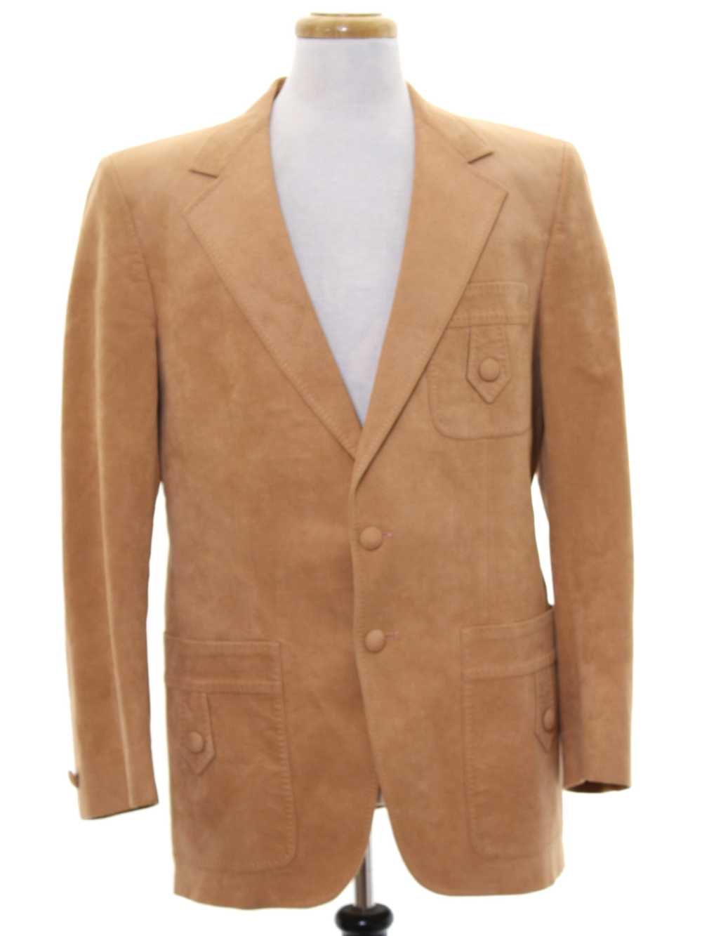 1970's Hannas Menswear Mens Faux Leather Blazer S… - image 1