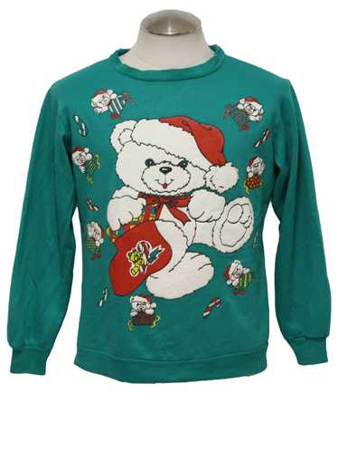 1980's Womens VintageBear-riffic Ugly Christmas S… - image 1