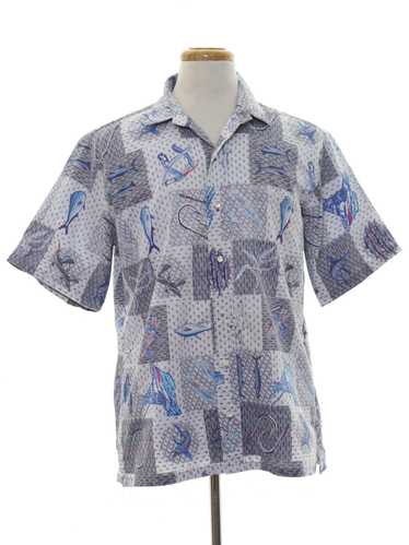 Aftco Blue Water Hawaiian Shirt Mens XL Fishing Reverse Print USA Made  Vintage