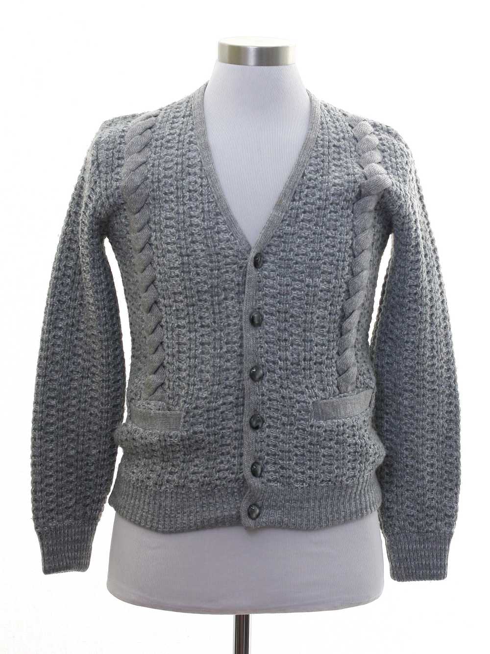 60s Cardigan Sweater, Jumper, Cobalt Blue, Embroidered