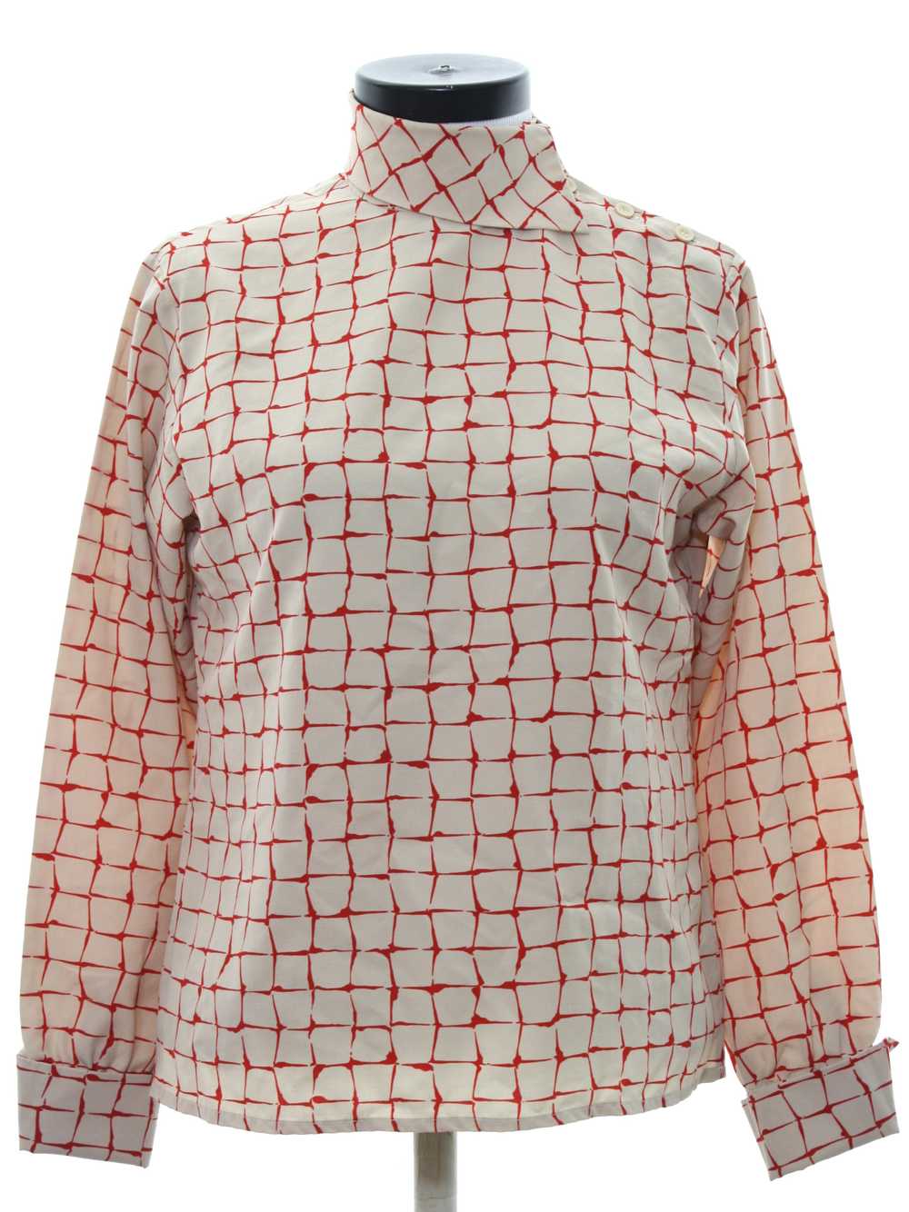 1960's Womens Asian Inspired Mod Print Shirt - image 1