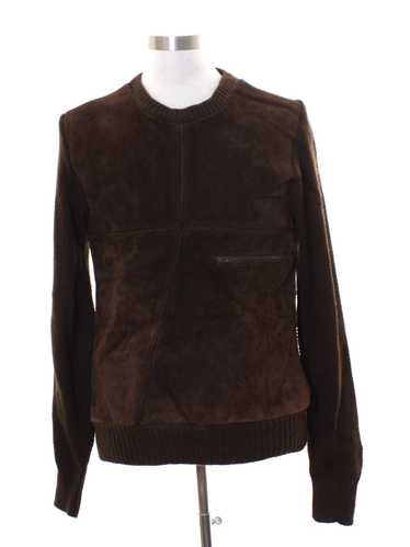 1970's Branded Lion Mens Mod Leather Sweater