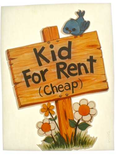 1970's Kid For Rent (cheap) iron Iron-Ons - Cheesy