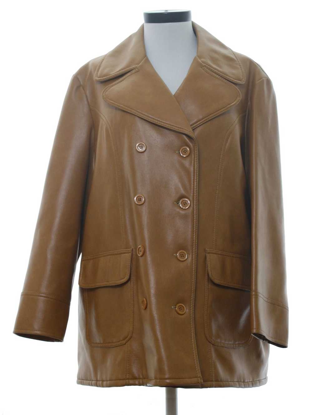 1970's K Mart Leather Look Women Vinyl Coat Jacket - image 1