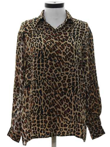 1980's Womens Totally 80s Leopard Animal Print Shi