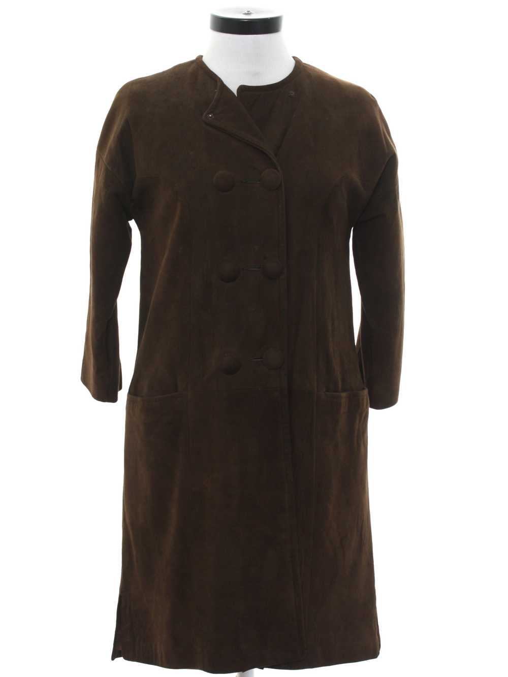 1960's Womens Leather Duster Coat Jacket - image 1