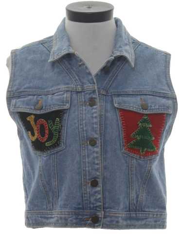 Sun Belt Denim Womens Ugly Christmas Denim Vest