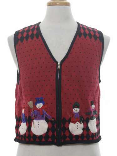Erika Petite Womens Ugly Christmas Sweater Vest