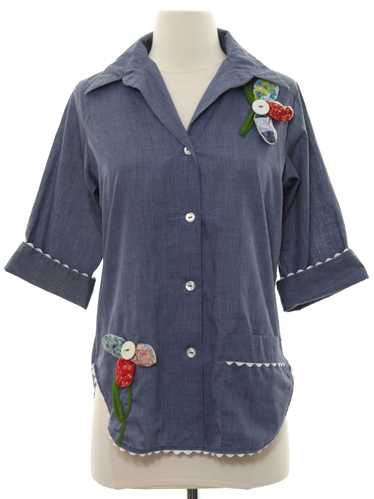 1970's Little House Womens Chambray Hippie Shirt - image 1