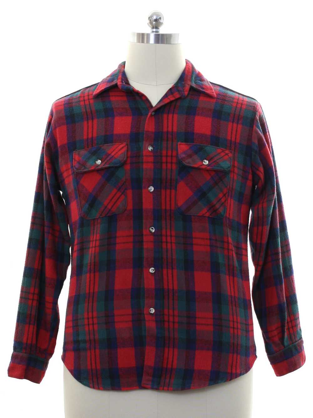 1980's FiveBrother Mens Lumberjack Plaid Flannel Shirt - Gem