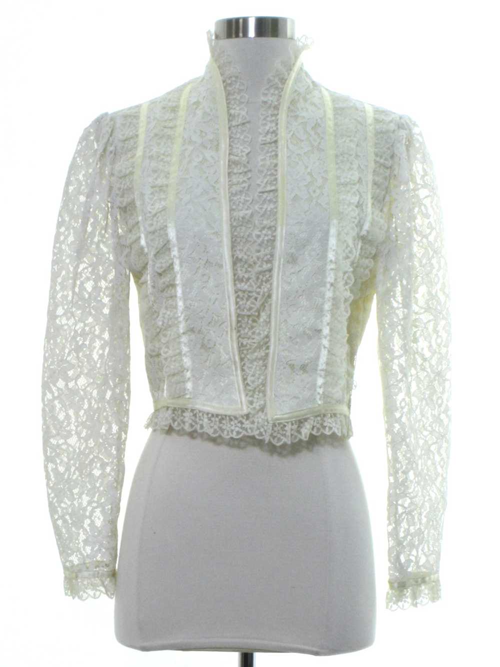 1980's Womens Totally 80s Victorian Style Lace Sh… - image 1