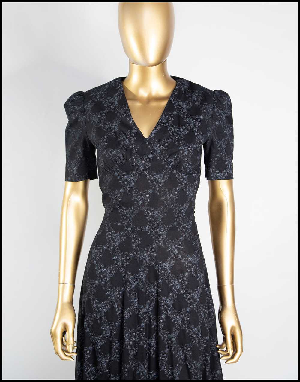 Vintage 1970s Black Floral Cotton Maxi Dress - image 2