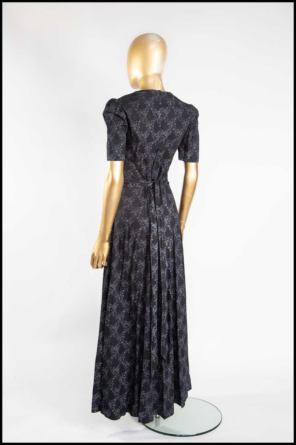 Vintage 1970s Black Floral Cotton Maxi Dress - image 4