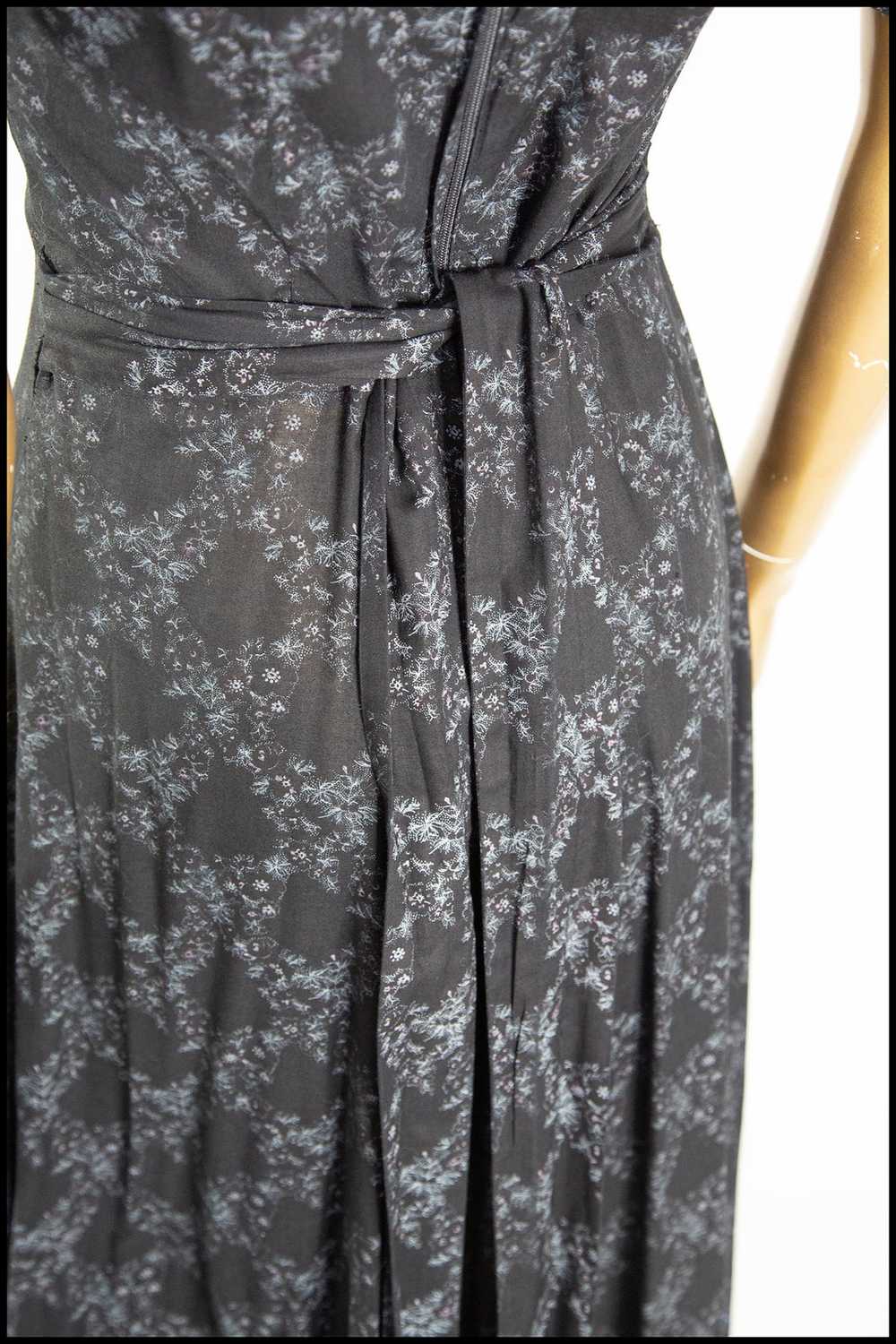 Vintage 1970s Black Floral Cotton Maxi Dress - image 5