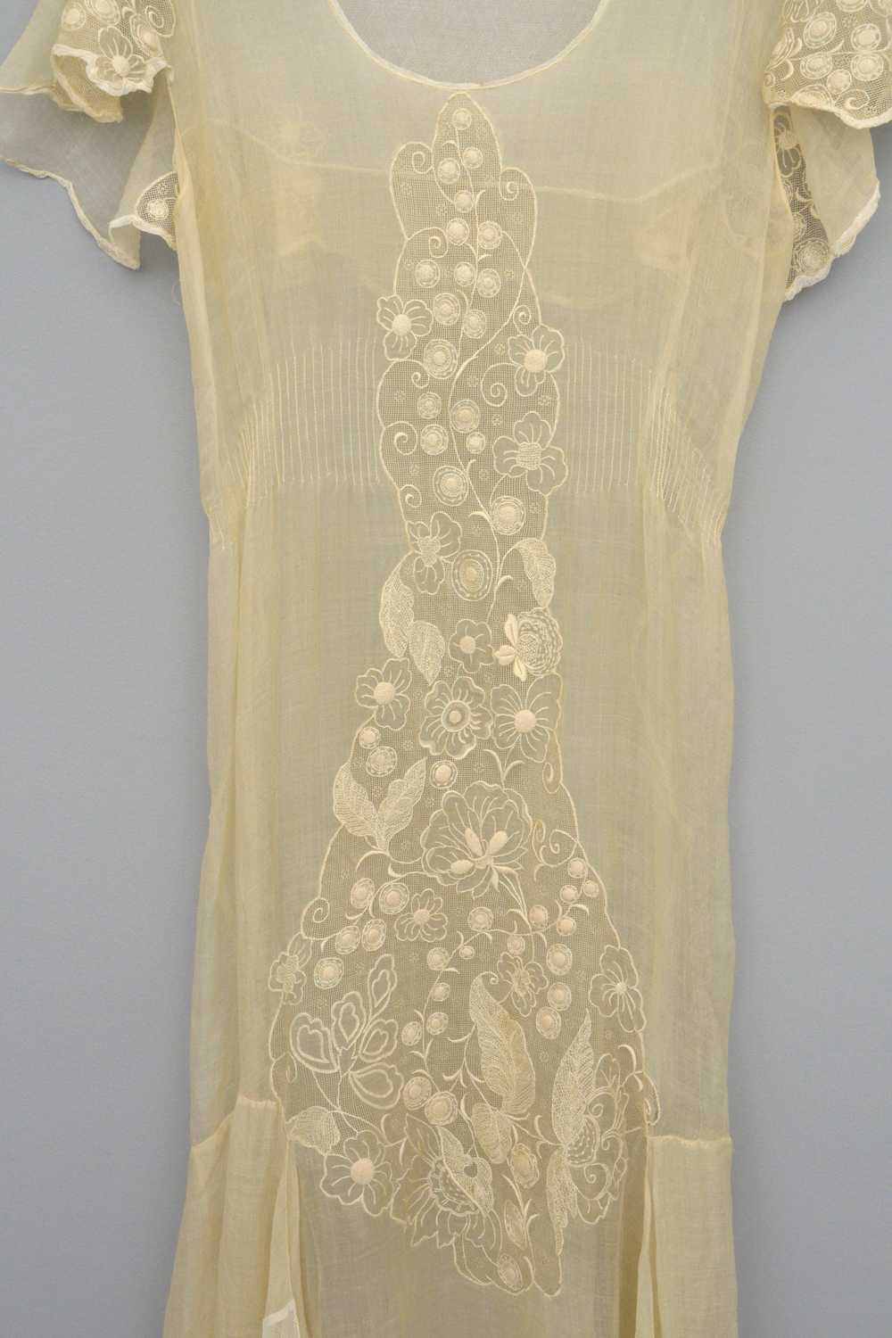 1920s 30s Deco Flapper Dress Gown | Sheer Gauzy E… - image 5