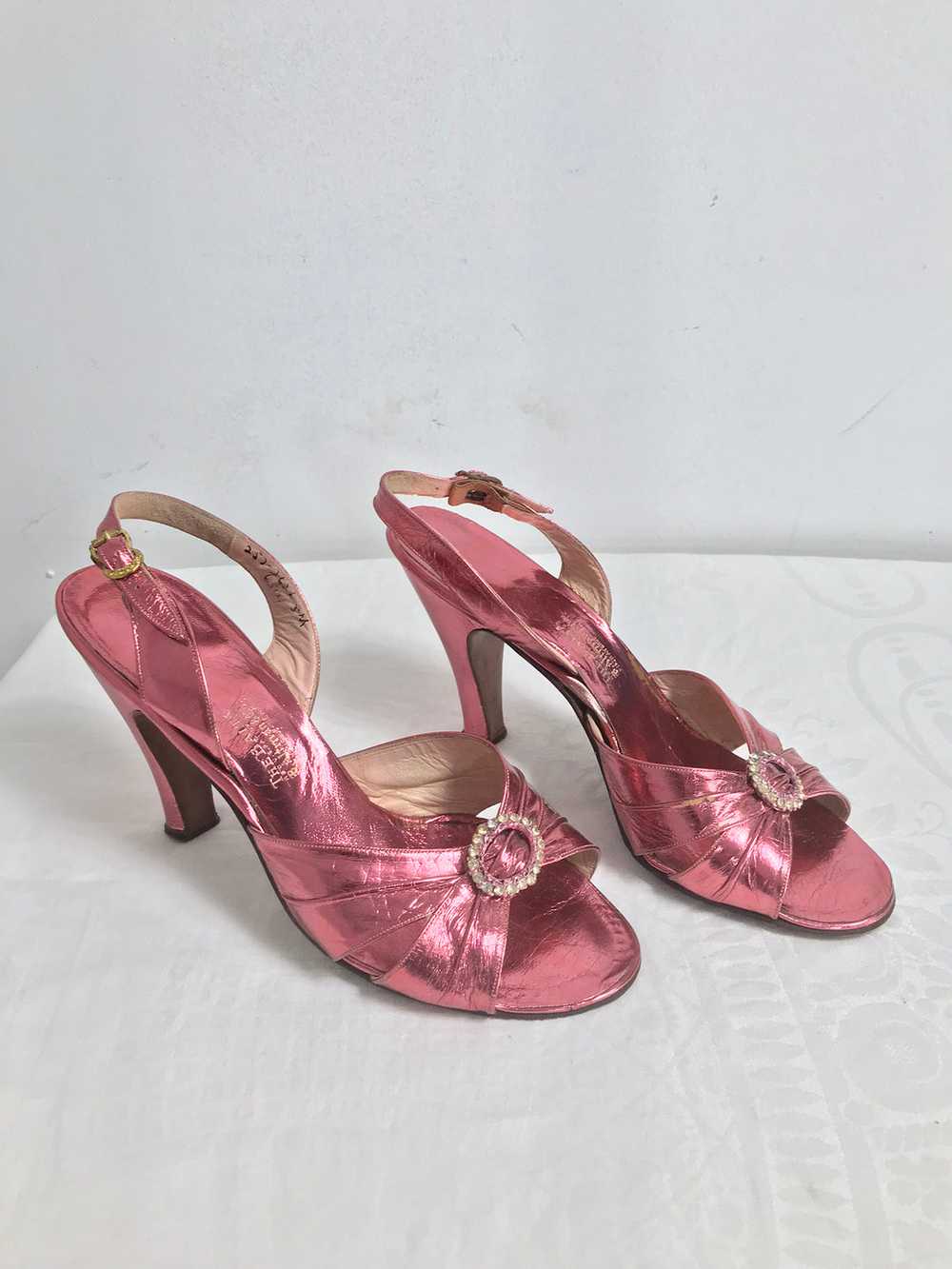 1930s The Balta B. Altman Metallic Pink Leather S… - image 10