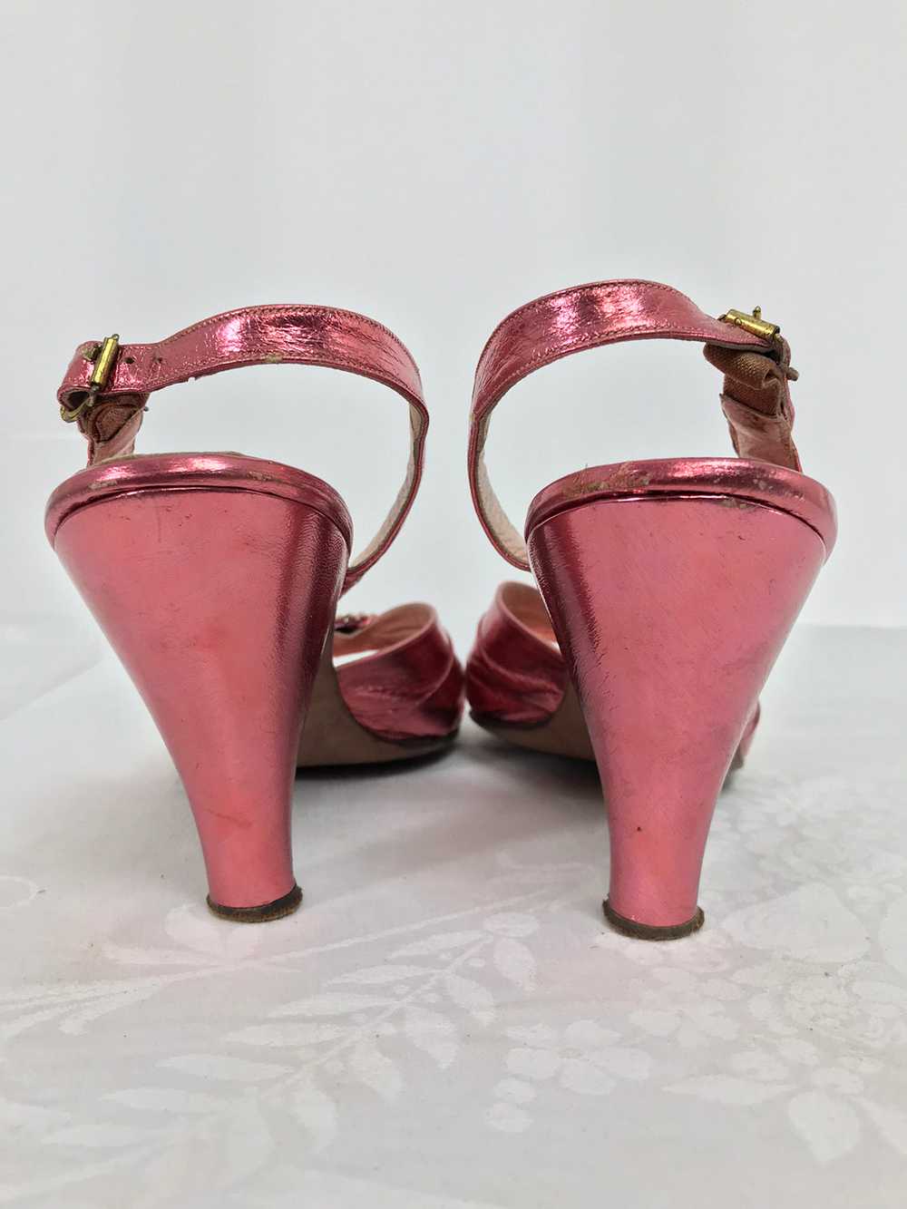 1930s The Balta B. Altman Metallic Pink Leather S… - image 4