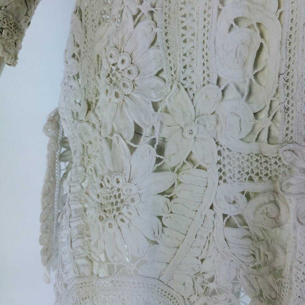 Battenburg white tape lace coat handmade Victorian - image 9