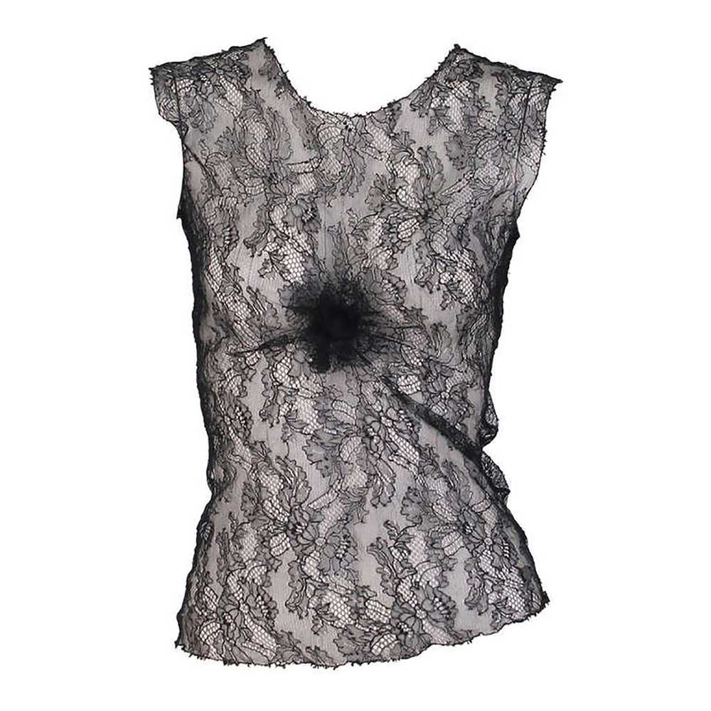 Chanel black Chantilly lace sleeveless top 2004A - image 1