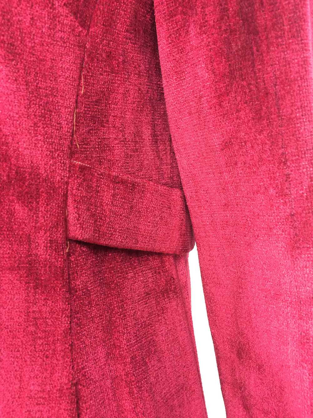 Garnet Red Silky Cotton Velvet Jewel Trim Mod Dre… - image 11