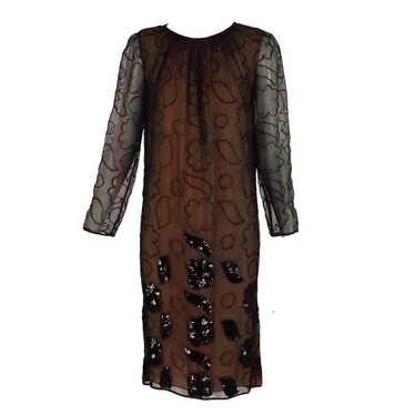Galanos Embroidered, Sequin Chiffon Cocktail Dres… - image 1