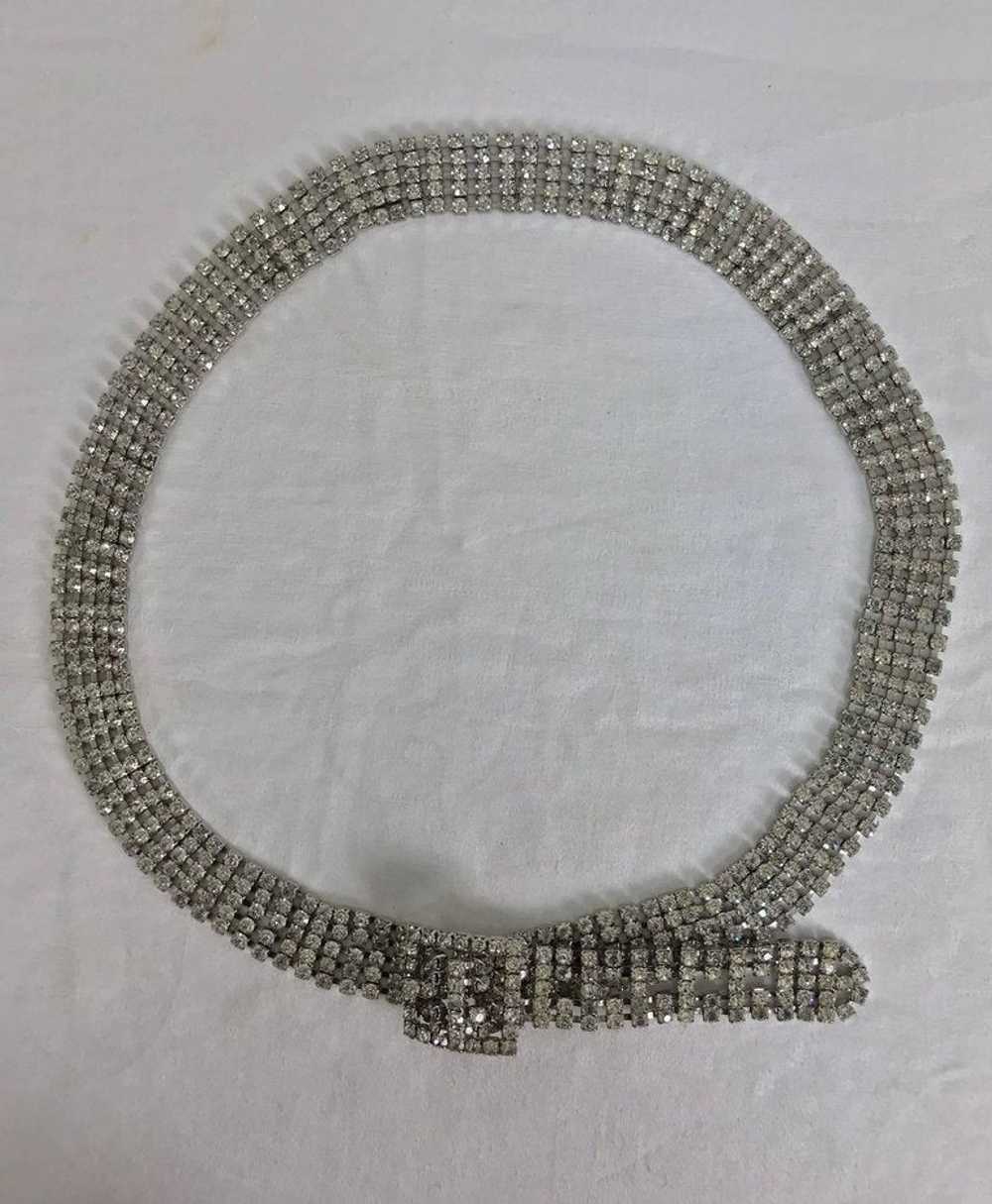 Glittery prong set rhinestone belt 1950s - image 3