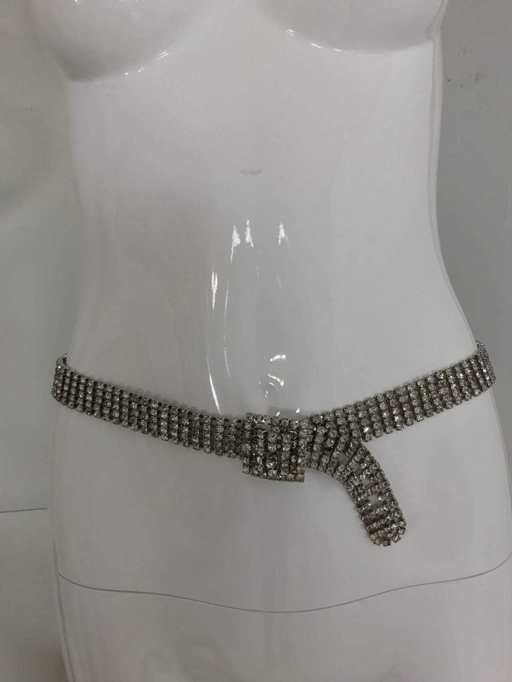 Glittery prong set rhinestone belt 1950s - image 4