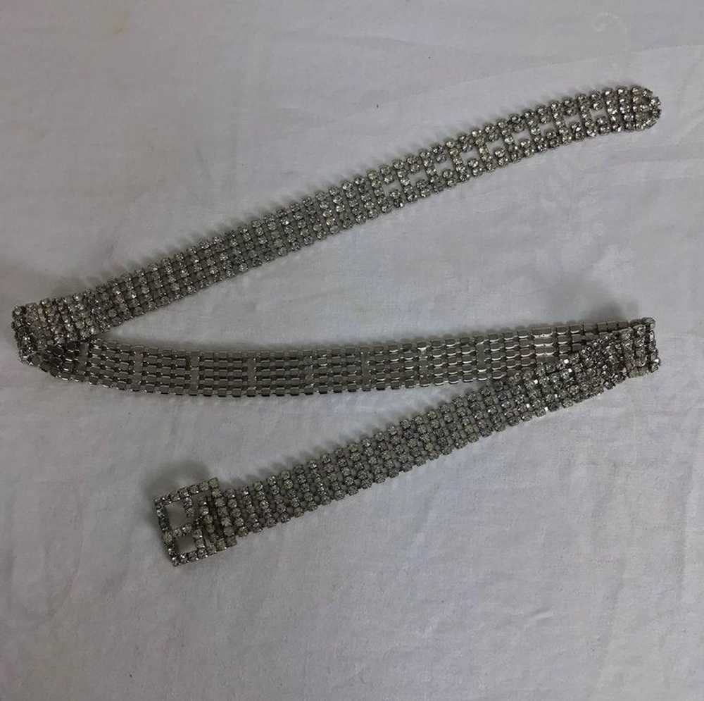 Glittery prong set rhinestone belt 1950s - image 5