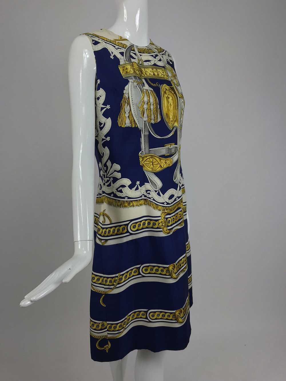Hermes printed silk twill sheath dress 1970s 42 - image 10
