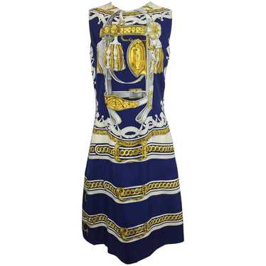 Hermes printed silk twill sheath dress 1970s 42 - image 1