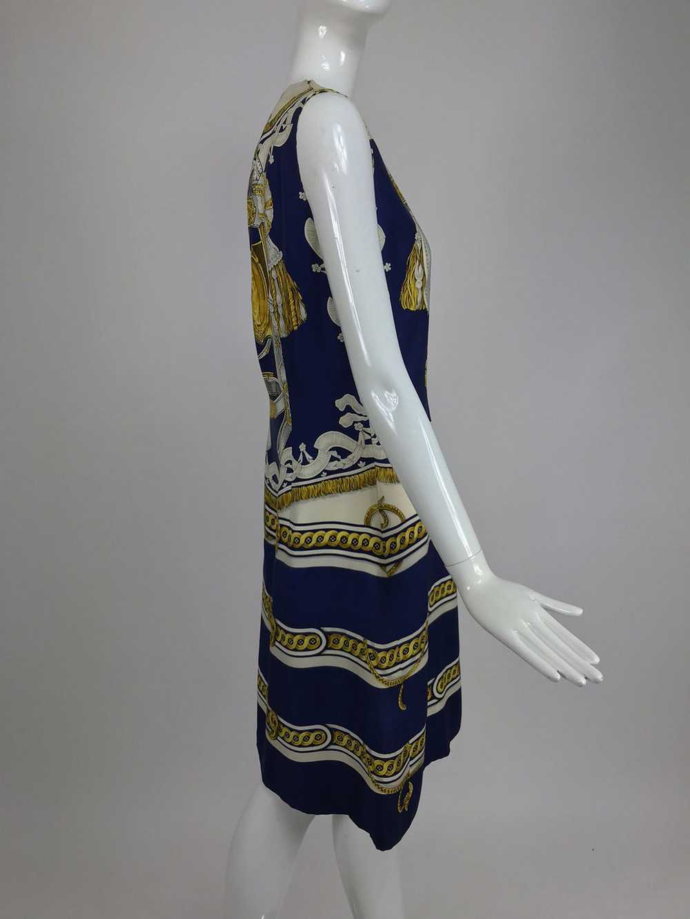 Hermes printed silk twill sheath dress 1970s 42 - image 6