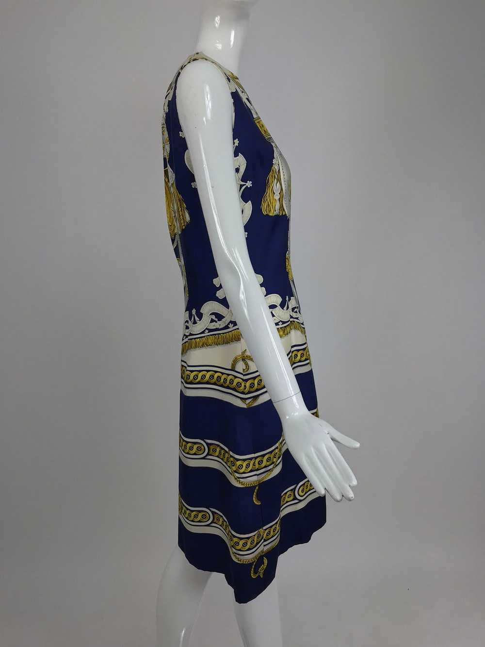 Hermes printed silk twill sheath dress 1970s 42 - image 7