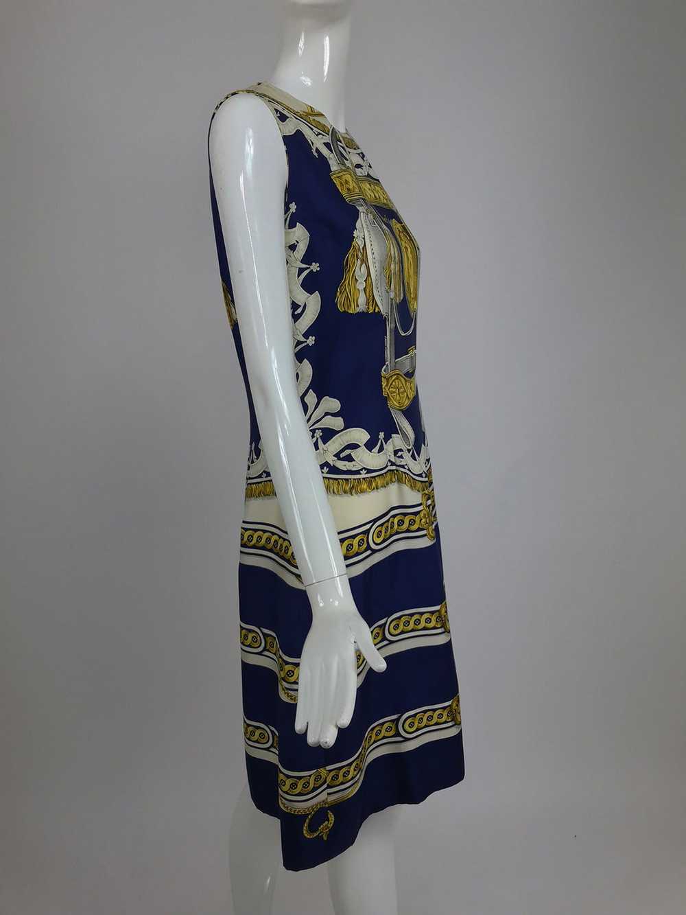 Hermes printed silk twill sheath dress 1970s 42 - image 8
