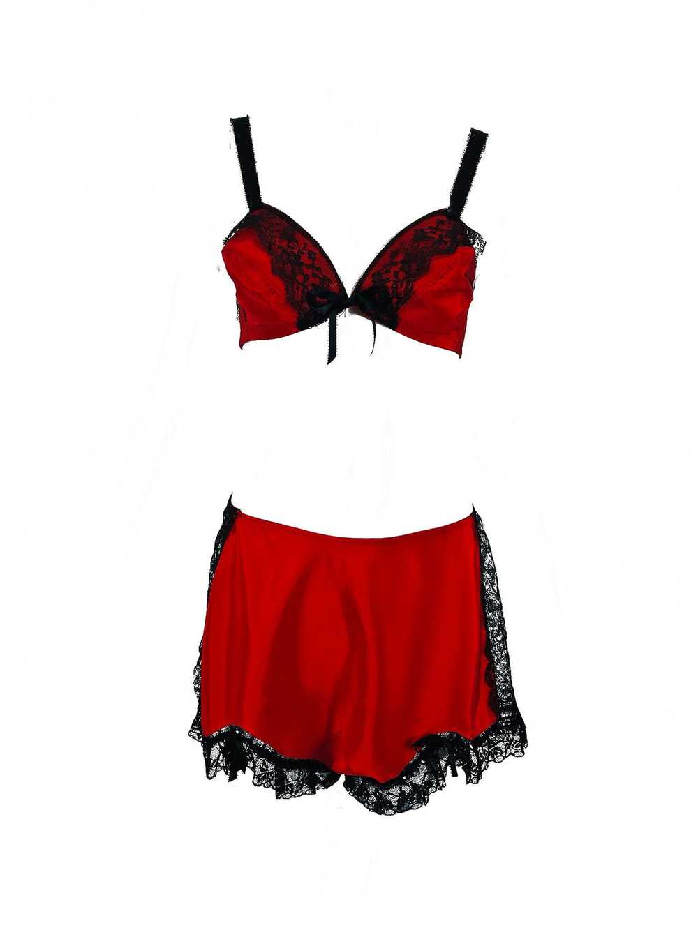 Joan's Specialty 1940s Hand Made Red Black Lace L… - image 1