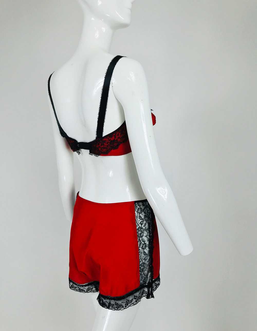 Joan's Specialty 1940s Hand Made Red Black Lace L… - image 4