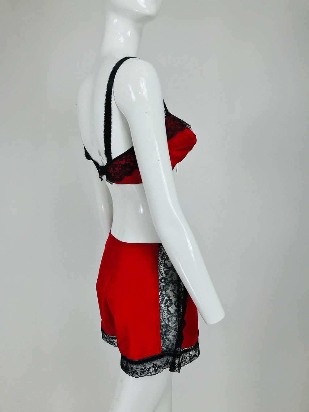 Joan's Specialty 1940s Hand Made Red Black Lace L… - image 8