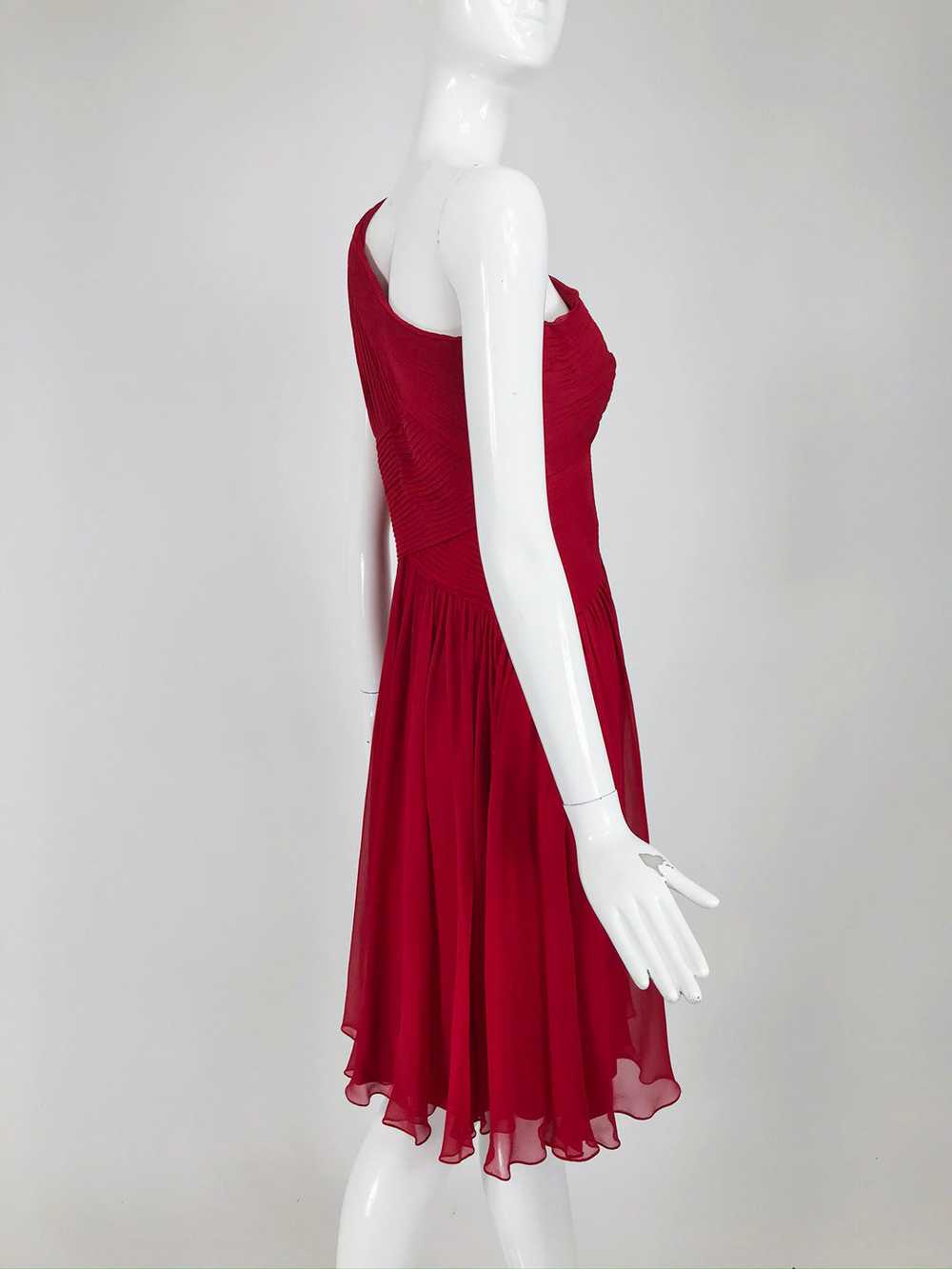 Pamela Roland Fire Engine Red Pleated Bodice Chif… - image 7