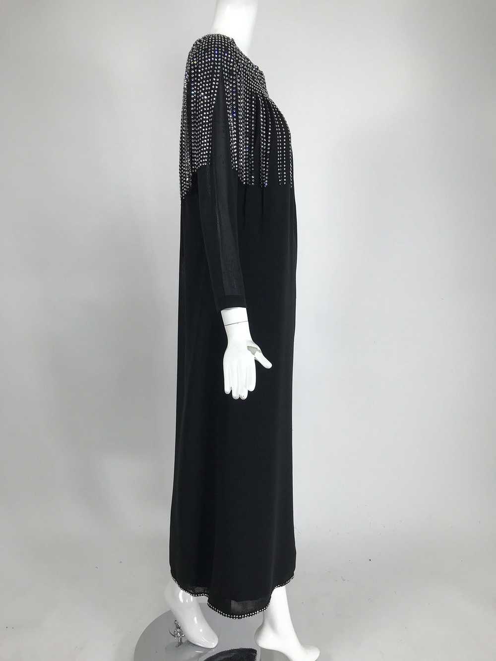 Pierre Cardin Couture Black Slub Silk Rhinestone … - image 2