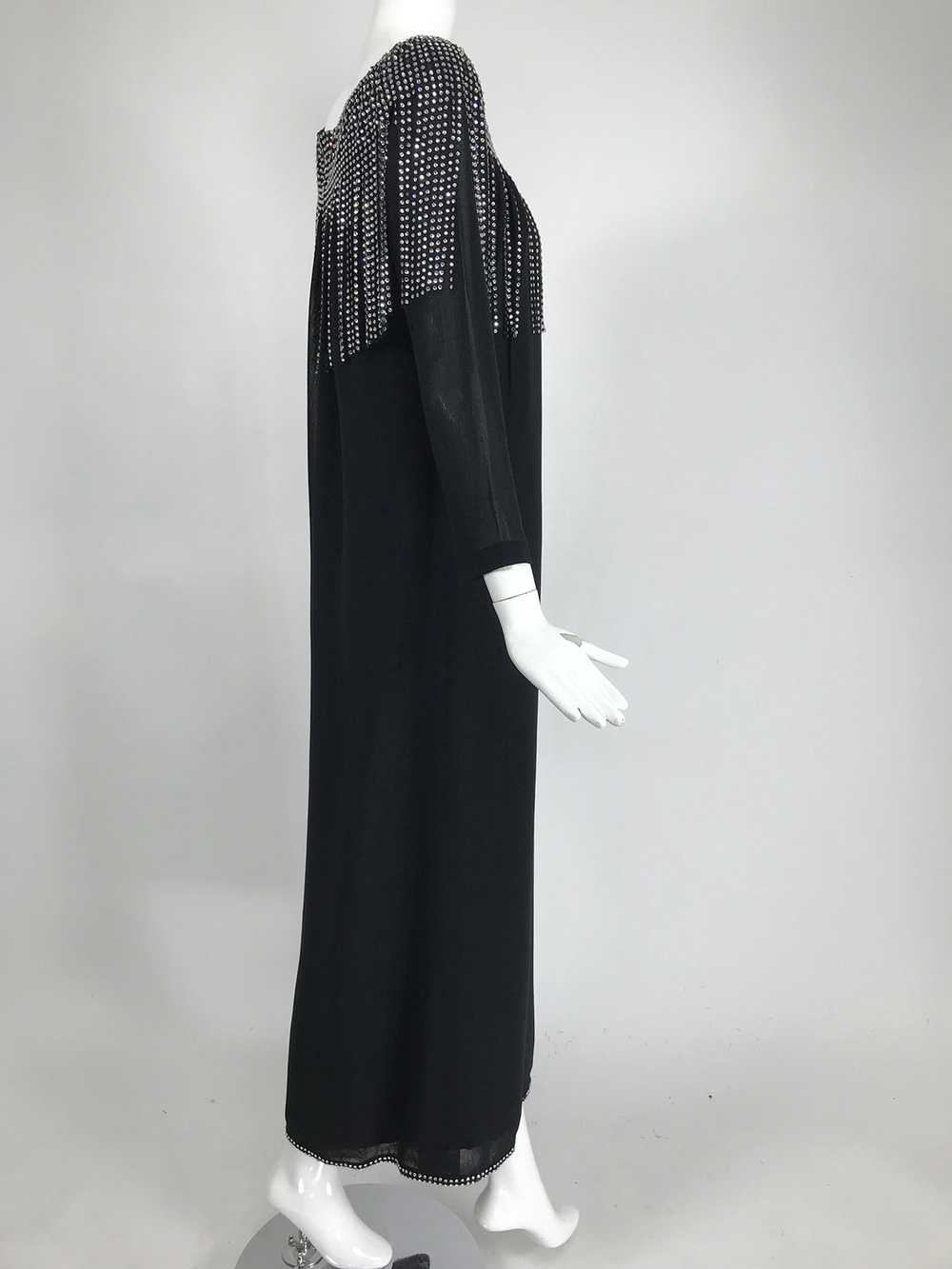 Pierre Cardin Couture Black Slub Silk Rhinestone … - image 3
