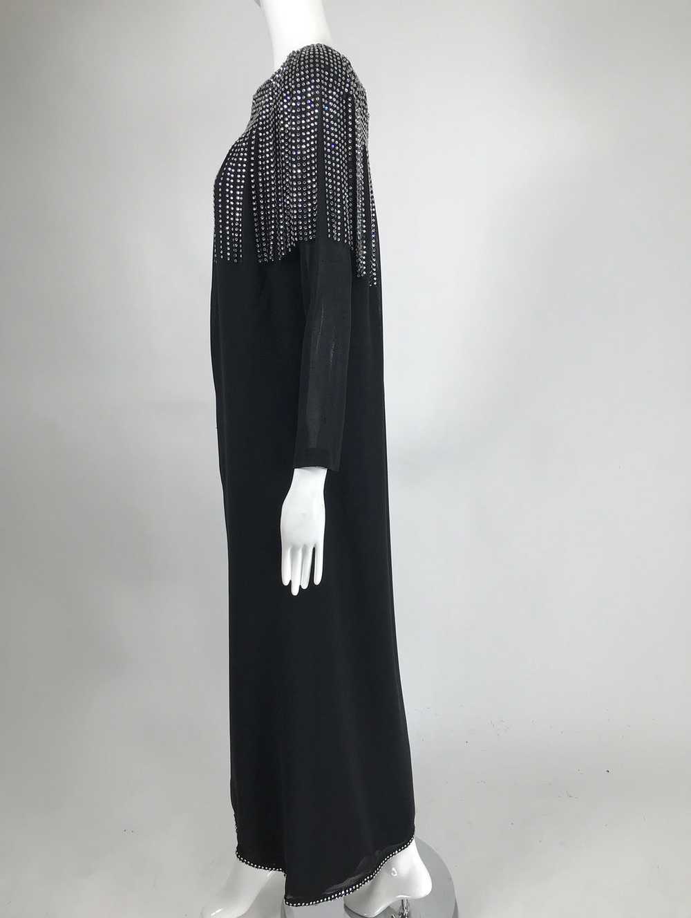 Pierre Cardin Couture Black Slub Silk Rhinestone … - image 8