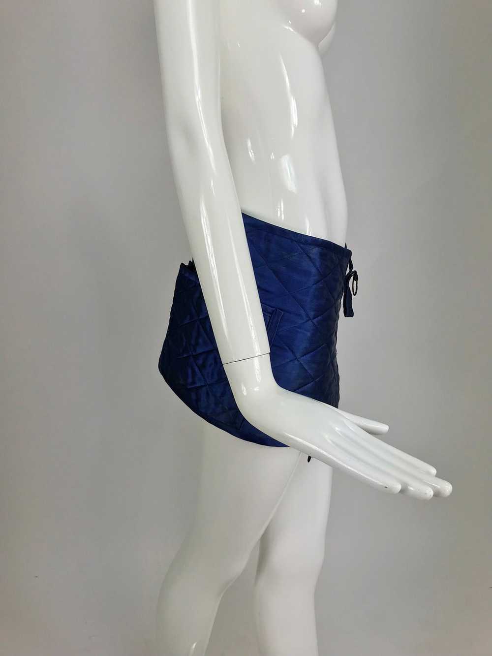 Sonia Rykiel quilted blue satin belt or skirt wit… - image 10