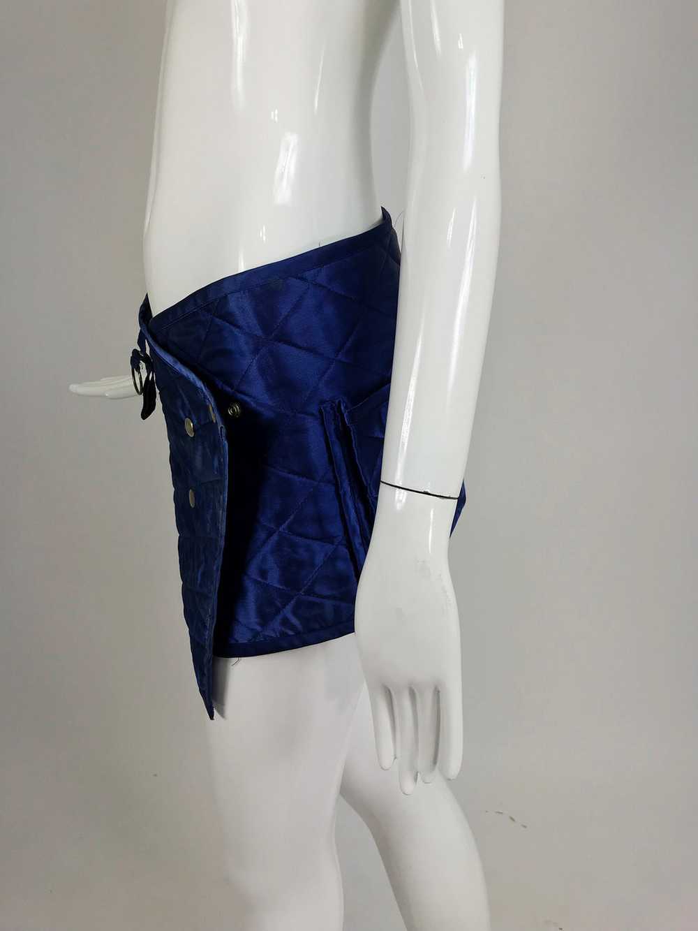Sonia Rykiel quilted blue satin belt or skirt wit… - image 6